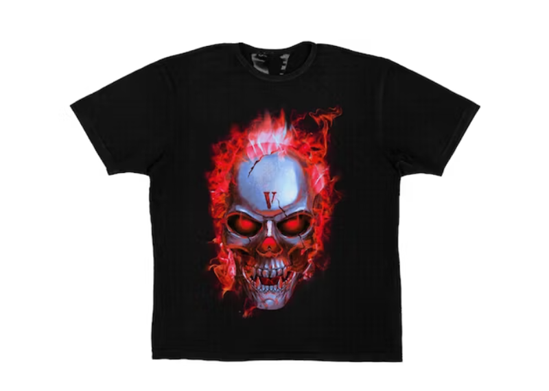 Vlone Skully Red Flame T-shirt Black