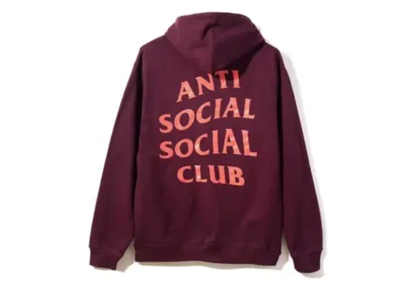 Anti Social Social Club Lost Feelies Zip Up Hoodie Maroon