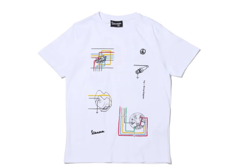 Vespa X Sean Wotherspoon Wiring T-Shirt White